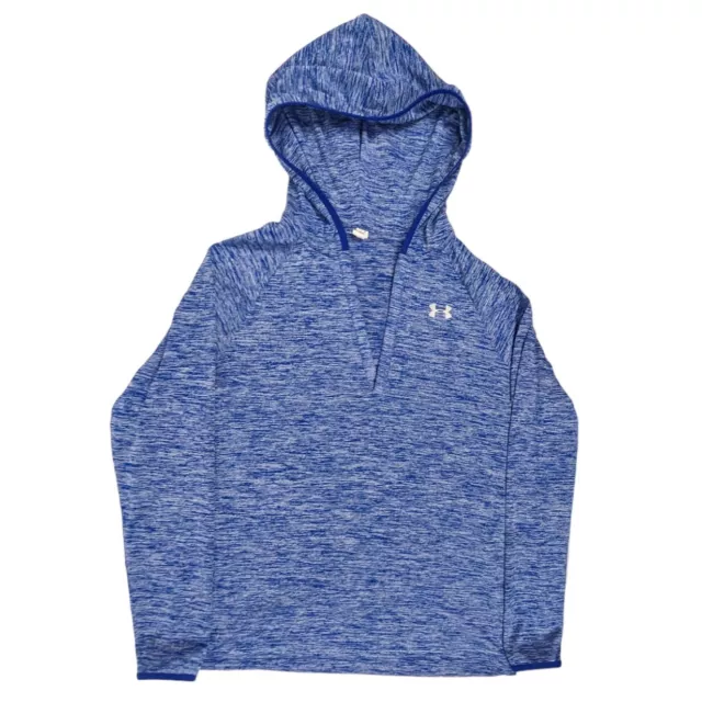 Under Armour Women's V Neck Size Medium Heatgear Hoodie Shirt Top Heathered Blue