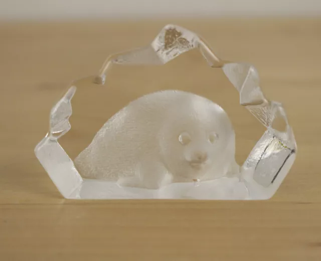 Mats Jonasson Full Lead Crystal Paperweight Baby Seal Ice Sweden Signed