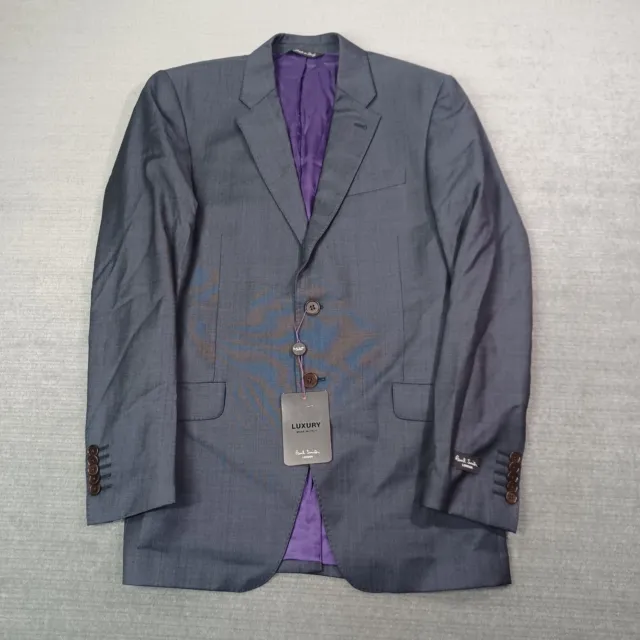 Paul Smith London Sports Coat Mens 36R Gray The Byard Jacket Wool Purple Lining