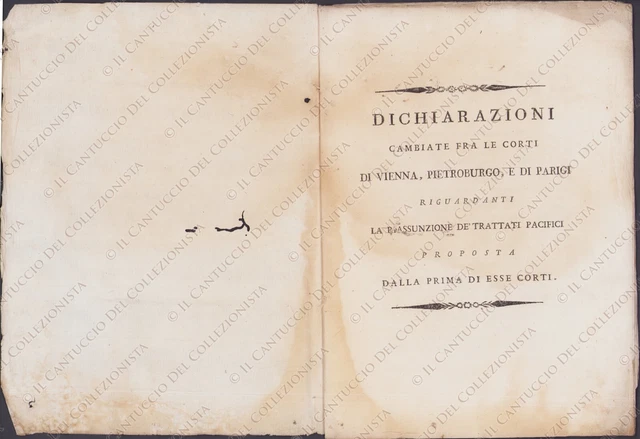 1805 Dichiarazioni Corti Vienna Pietroburgo Parigi Talleyrand Rasauwoffsky