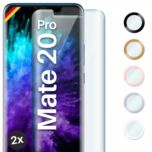 2x Panzerfolie für Huawei Mate 20 Pro Echt Glas Full Screen Cover Schutzglas