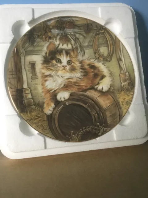 Vintage Cat Plate “Country Kitty” Royal Worcester Crown Ware.