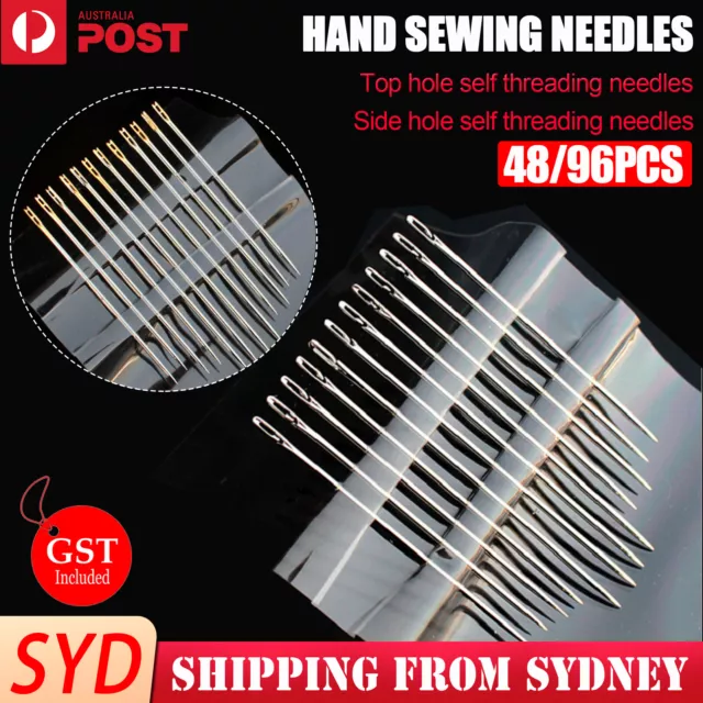 48/96pcs Hand Sewing Needles Set Self Threading Craft Embroidery Mending Needle