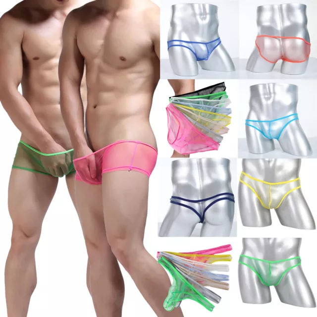 Mens Sexy Underwear Male Gay Underpants Mesh G-string Boxer Panties Briefs