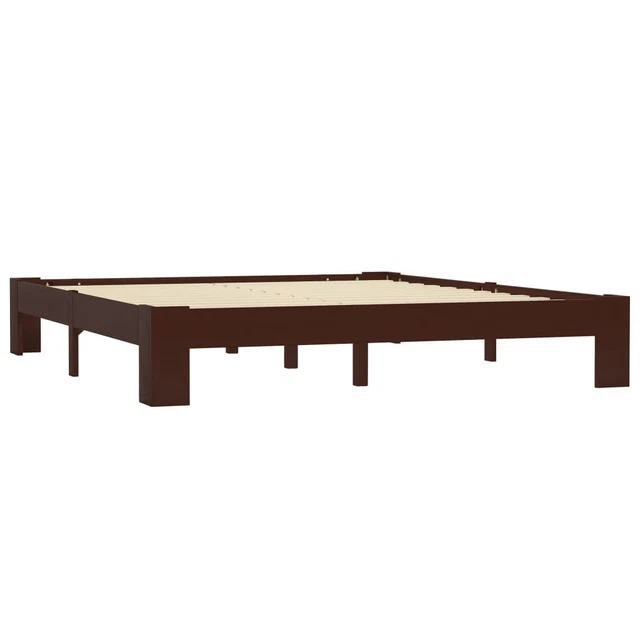 VIDAXL BED FRAME without Mattress Dark Brown Solid Pine Wood 160x200 cm