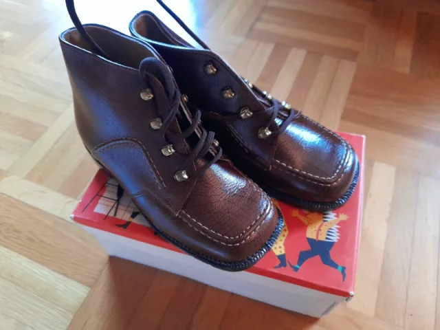 TRUE Vintage Lurchi Kinder-Schuhe + Schuhkarton Gr:25 Original 70er Jahre Leder