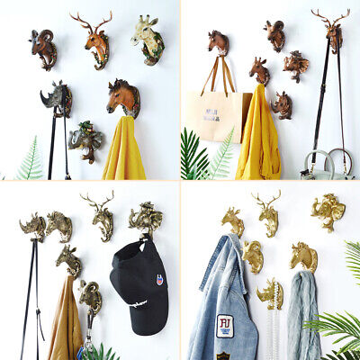 Rustic Animal Head Single Wall Hook Coat Hat Hook Heavy Duty Hanger Decorative