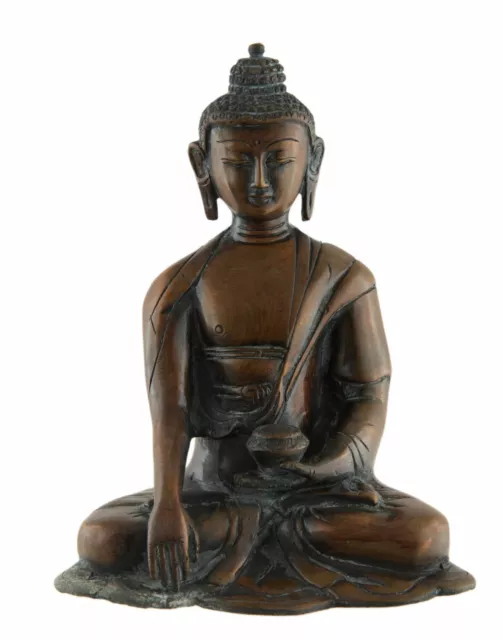 Statue Buddha Brass Akshobhya Dhyani 6 5/16in Patina Antique 5000