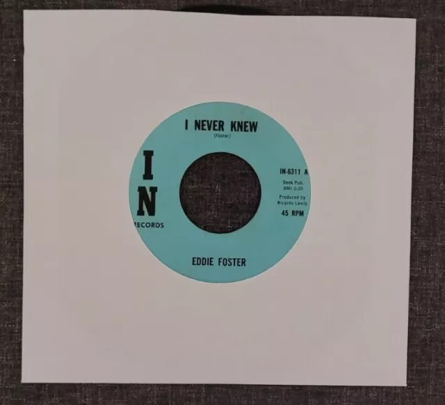 Northern Soul Eddie Foster I Never Knew 7" Single Vinyl Record 1970S Rare Look!!