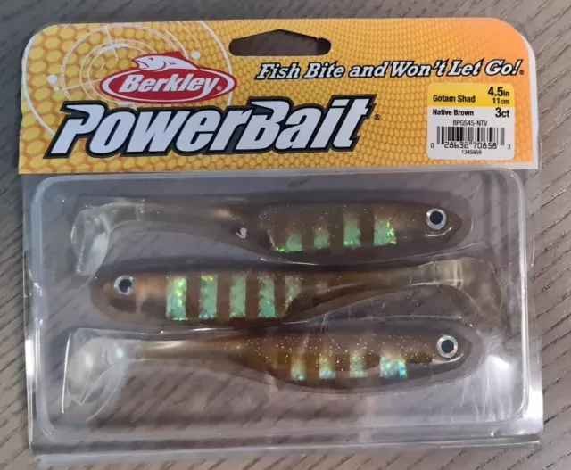 Berkley Powerbait GOTAM SHAD 4.5IN 11cm NATIVE BROWN 3 Stück 3D Fisch ABVERKAUF