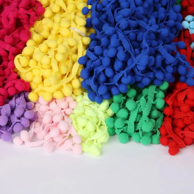 20Yards Mini Ball Pom Pom Bobble Trim Braid Fringe Ribbon Edging Craft Sewing