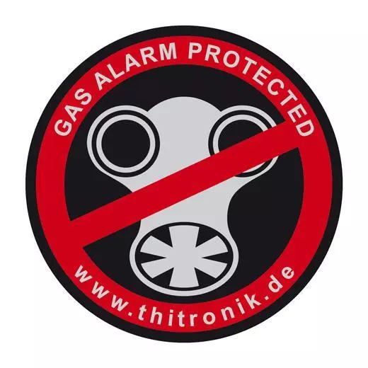 Thitronik 100941 Etiqueta de Advertencia Gas Alarma Protected 3 Unidad