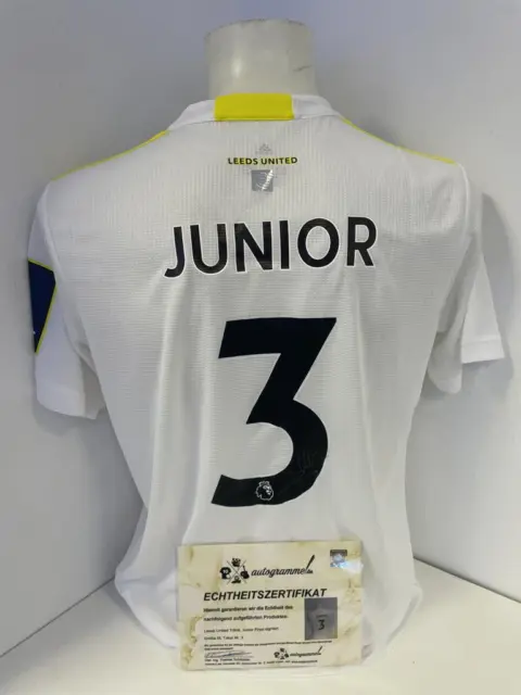 Leeds United jersey junior firpo signed autograph football England adidas M