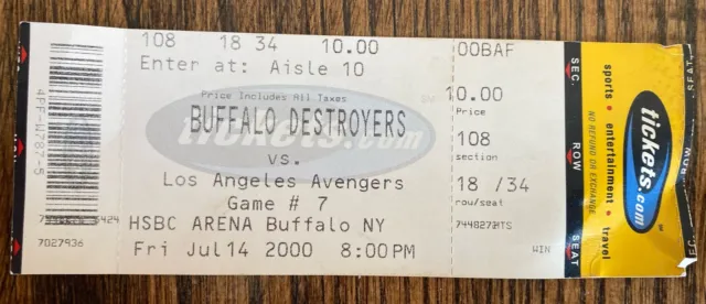 RARE 2000 AFL Arena Football Ticket Buffalo Destroyers vs L.A. Avengers