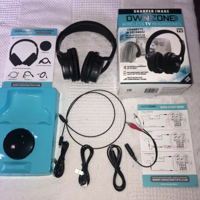 SHARPER IMAGE 30603 OWN ZONE Black Wireless TV Headphones NEW