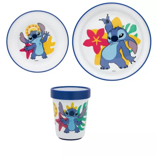 Disney Stitch Kinder Geschirr-Set 3 teilig Becher Teller Schüssel antirutsch