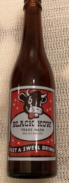 Black Kow vintage bottle brown red white 10 oz