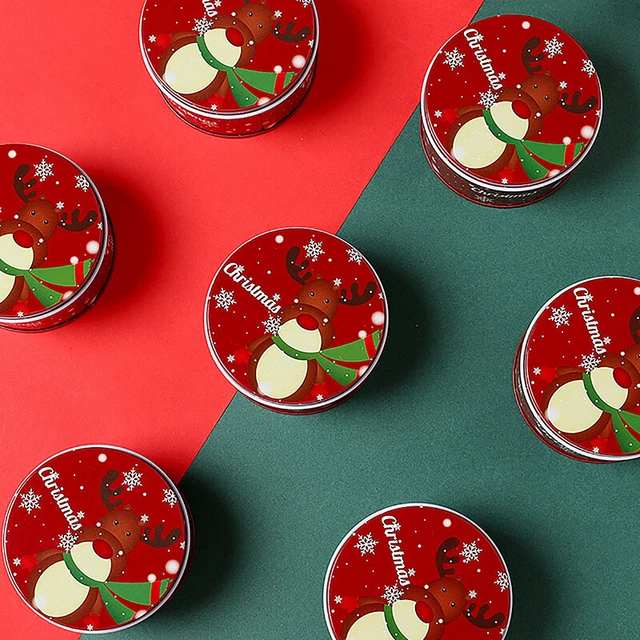 Christmas Square Metal Tinning Can Set Candy Box Gift Storage Box Biscuit Can