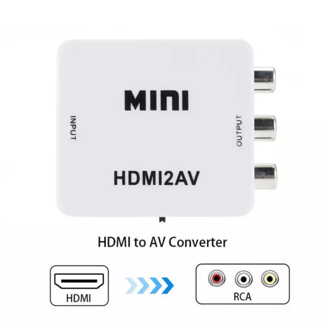 HDMI to RCA Composite AV CVBS 3RCA Video Cable Converter 1080p Downscaling White 3