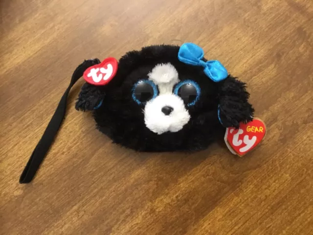 TY Gear Beanie Boos TRACEY Dog Wristlet Coin Purse with Strap MWMTs Heart Tags