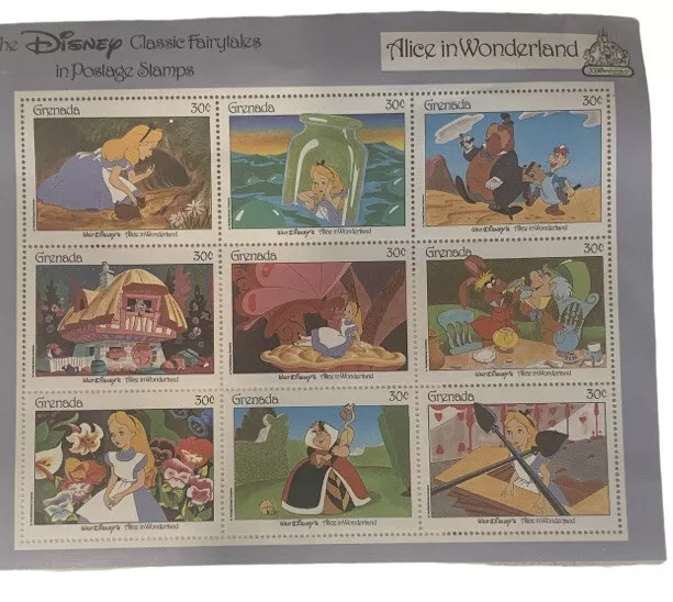 The Disney Classic Fairytales Alice in Wonderland GRENADA Postage Stamps-Sealed