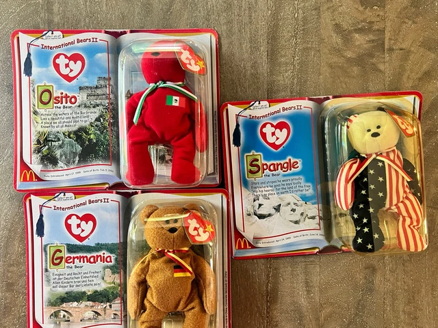 TY Beanie Babies McDonalds Set Of 3 International bears II …Rare