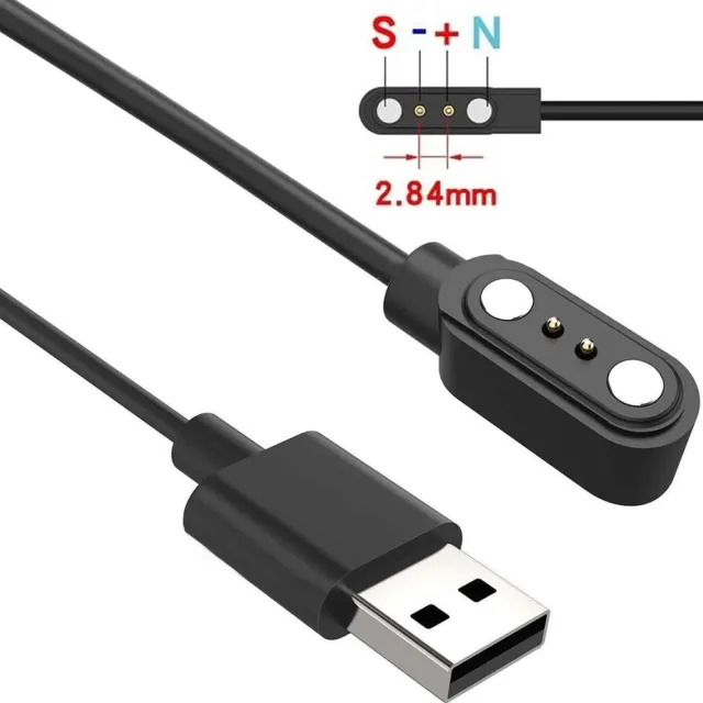 2-Pin Universal USB Data Charging Cable Magnetic Charger For Smart Watch 2.84mm~