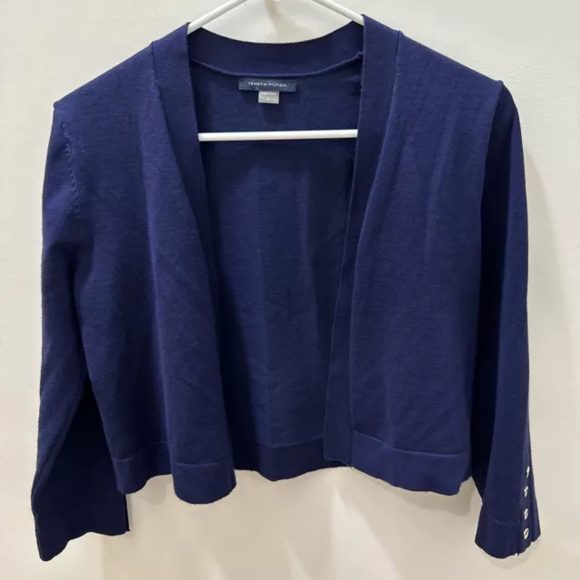 Tommy Hilfiger . Women Sweater Navy Blue Cardigan Long Sleeve Open Front
