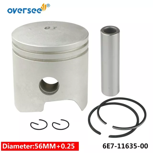 6E7-11635-00 +0.25 Piston Kit For Yamaha Outboard Motor 2T 9.9HP 15HP 56.25mm