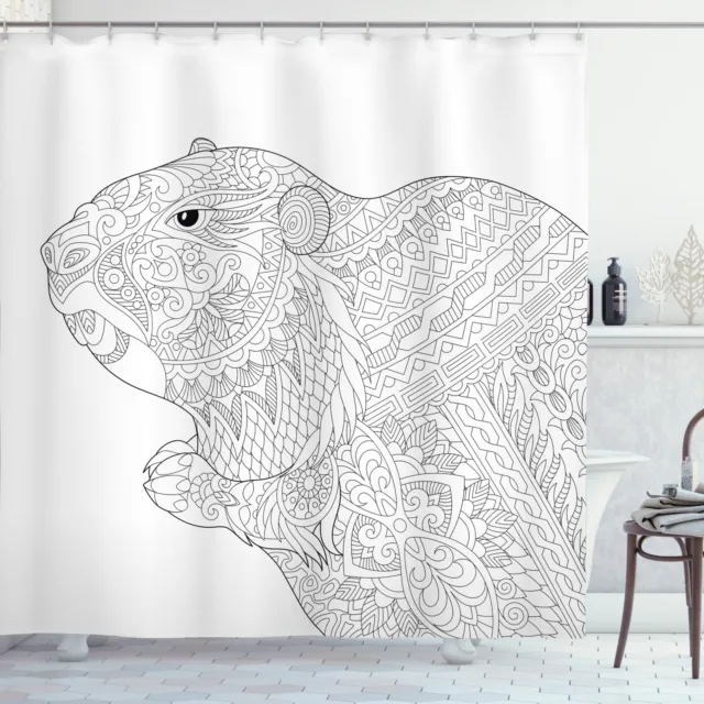 Colección día de la marmota Cortina de bano zentangle ornamento