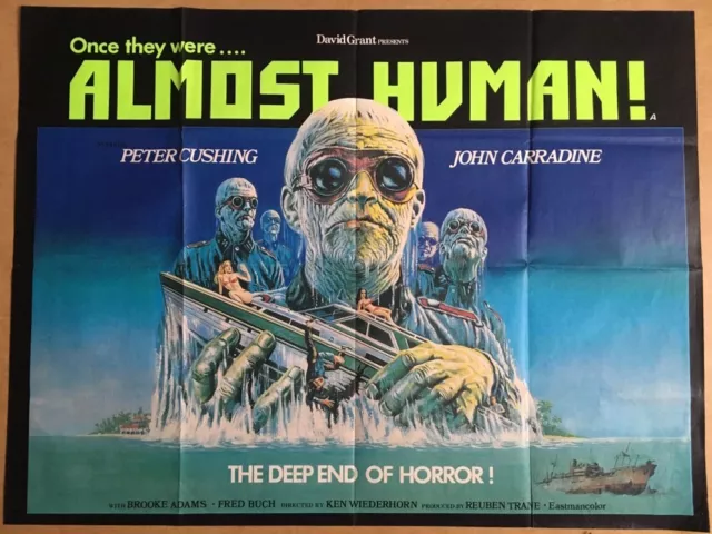 Almost Human-Original British Quad Cinema Movie Poster,Peter Cushing,Video Nasty