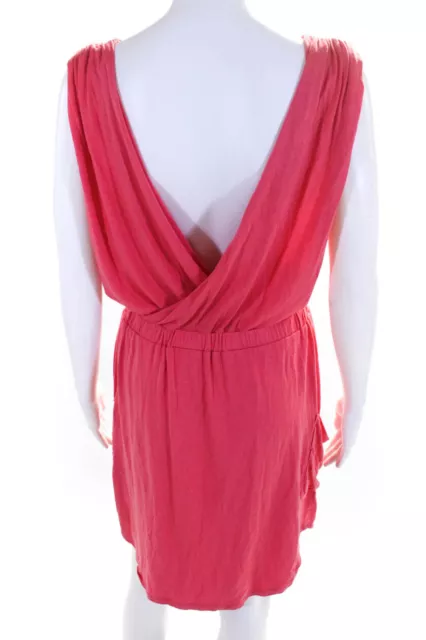 Michael Stars Womens Jersey Knit V-Neck Sleeveless Blouson Dress Pink Size L 3