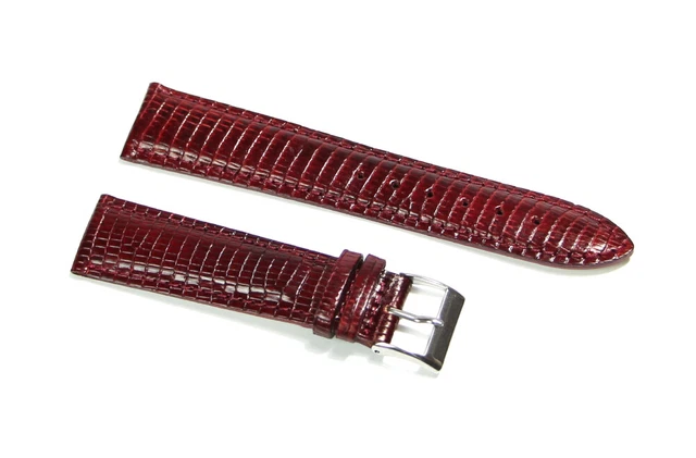 Cinturino per orologio Vintage VERA PELLE DI LUCERTOLA imbottito bordeaux 20mm