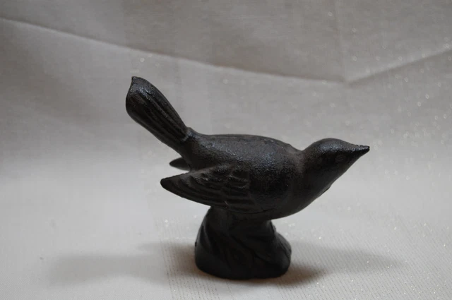 Bird Figurine Cast Iron Rustic Finish Brown Farmhouse Style