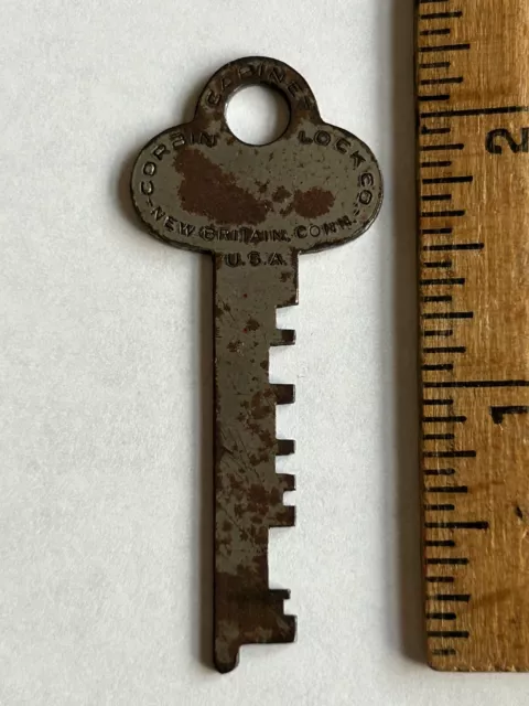 Vintage CORBIN LOCK Company - Flat Cabinet SKELETON KEY  - New Britain Conn. USA