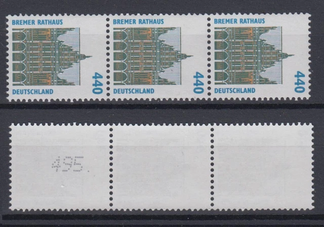 Bund 1937 A RM 3er Str. mit senkrechter ungerader neuer Nummer SWK 440 Pf **