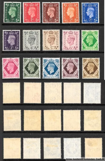 GB King George VI 1937/47 Dark Colours, Set of 15. Mint (listed) [1]