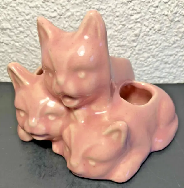 Vintage McCoy 3 Kitty Cat Kitten Trio Planter Pottery Vase Decor FOR SUCCULENTS