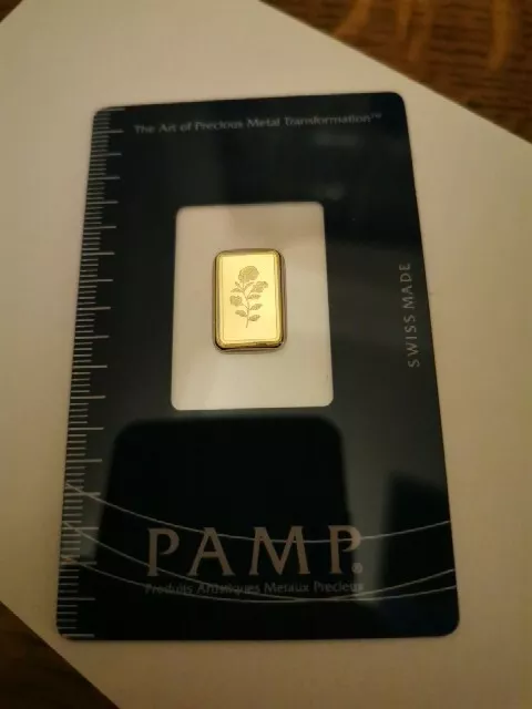 1g PAMP SUISSE ROSA FINE GOLD BAR 999.9 IN CERTICARD