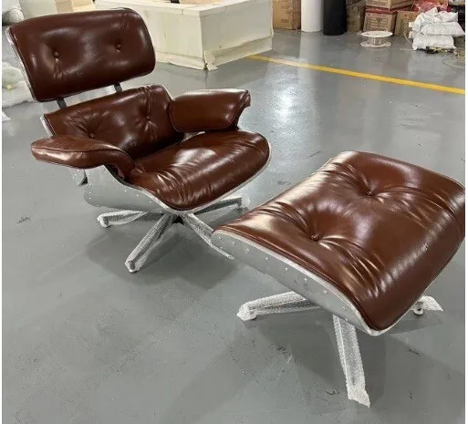 Aviator Lounge Chair & Ottoman - Full Real Leather Armchair - Made to Order