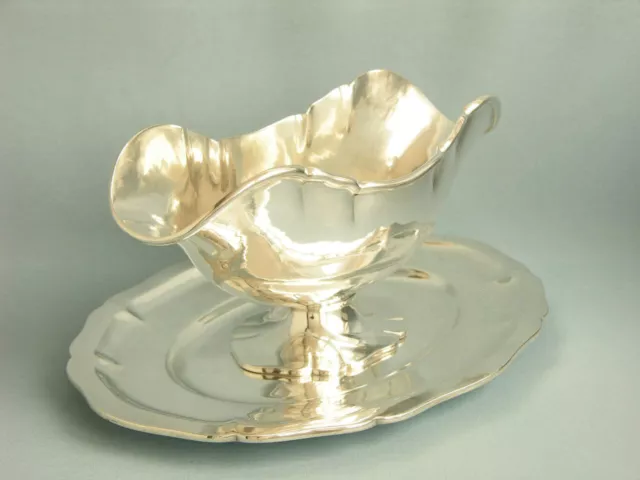 ELEGANTE KLASSISCHE SAUCIERE  B)  MASSIV 800er SILBER   526 GRAMM  HANDGETRIEBEN 3