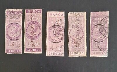 Italy Stamps Lot of 5 1864 Marca Da Bollo Exchange Revenues fa1p10