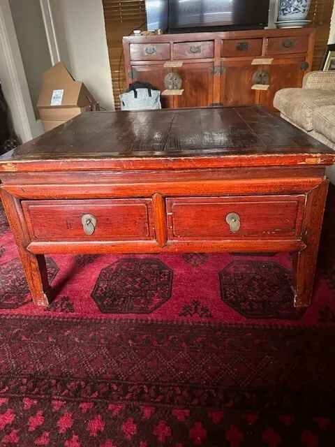 Antique Chinese Coffee Table With 3 Drawers. For Quick Sale!