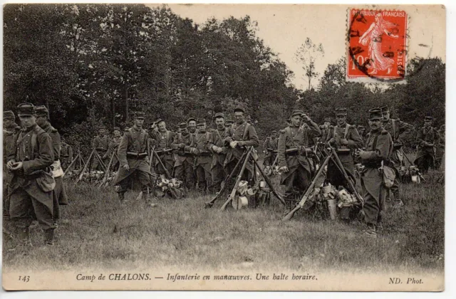 CHALONS SUR MARNE - Marne - CPA 51 - Vie Militaire Au camp - une halte Horaire