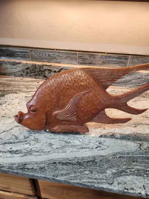 Amazing One Of A Kind Hand Carved Large Fish Decor Unknown Artist