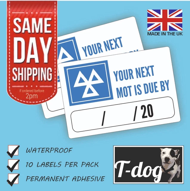 thumbnail image 2 of 10x Timing Belt Replacement Stickers – 76mm X 51mm – Cam Belt Service Reminder For MOT 2 of 2