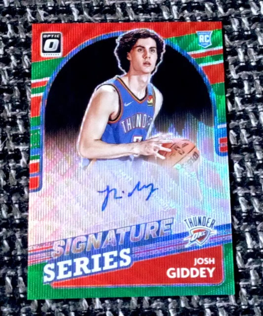 Josh Giddey OKC Rookie Auto 2021 Panini Donruss Optic Prizm Green Wave NBA