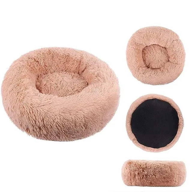 Donut Plush Pet Dog Cat Bed Fluffy Soft Warm Calming Bed Sleeping Kennel Nest 2