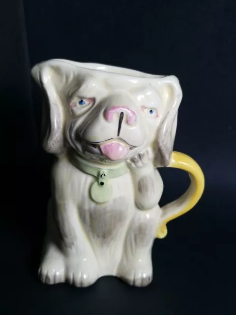 Vtg Keele Street Pottery England Dog Pitcher Hand Painted Spaniel Creamer 5"