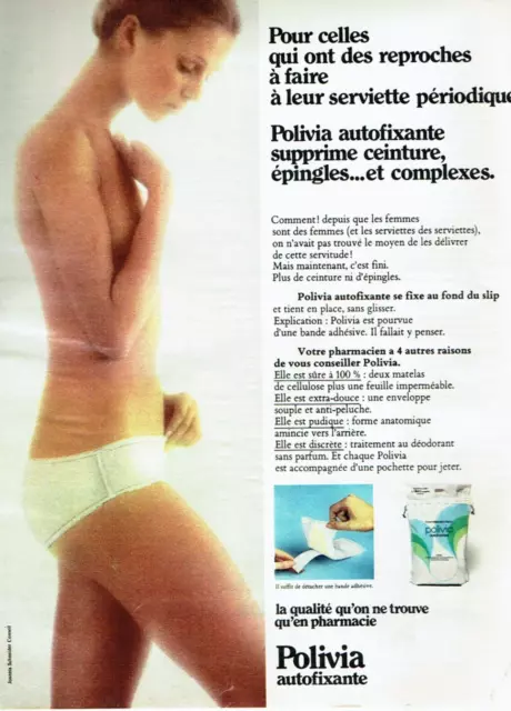 Publicité Advertising 03 24  1973  Polivia autofixante  hygiène féminine